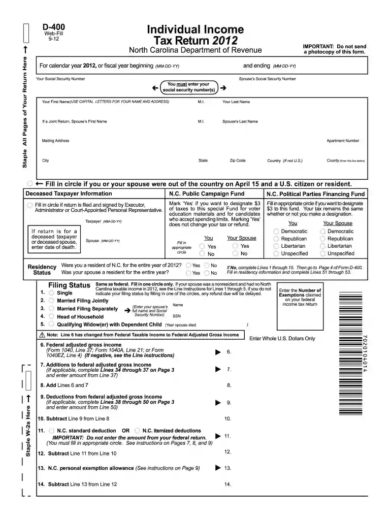 2012 d 400 form Preview on Page 1