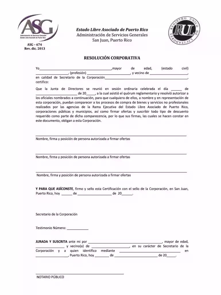 resolución corporativa ejemplo Preview on Page 1