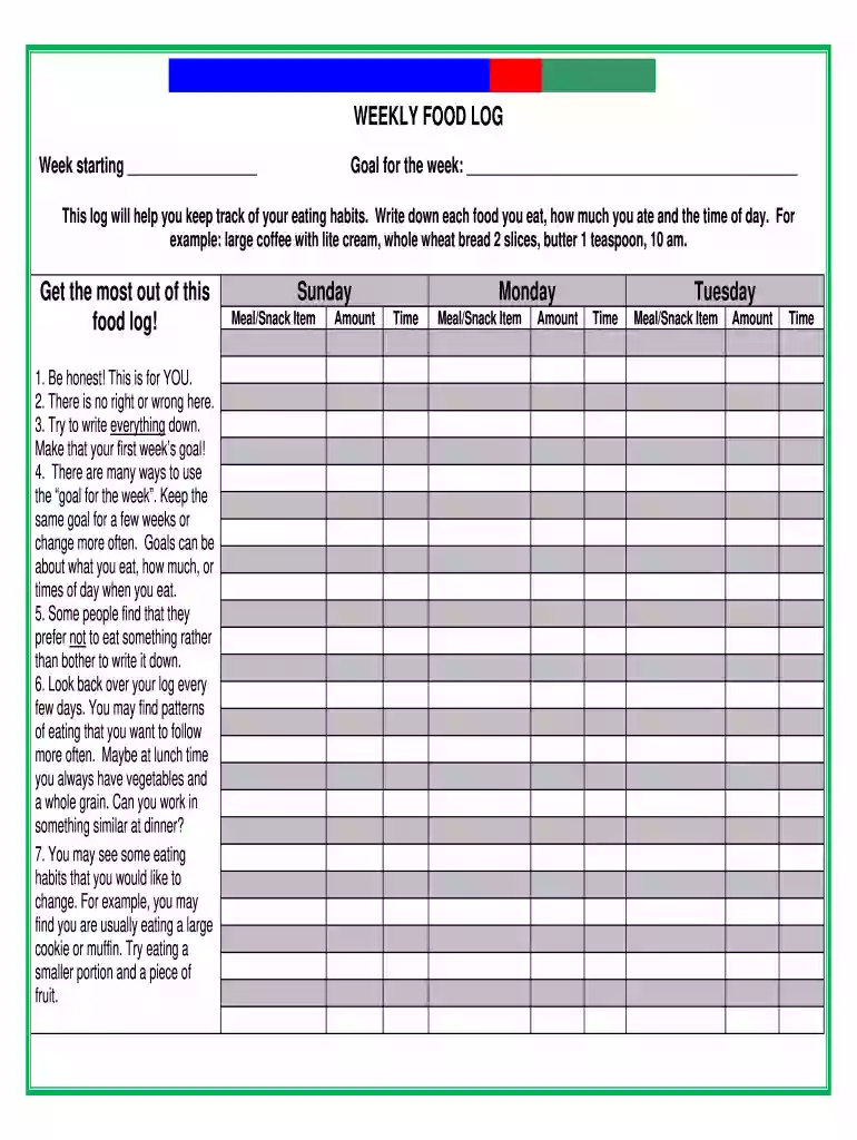food journal example Preview on Page 1