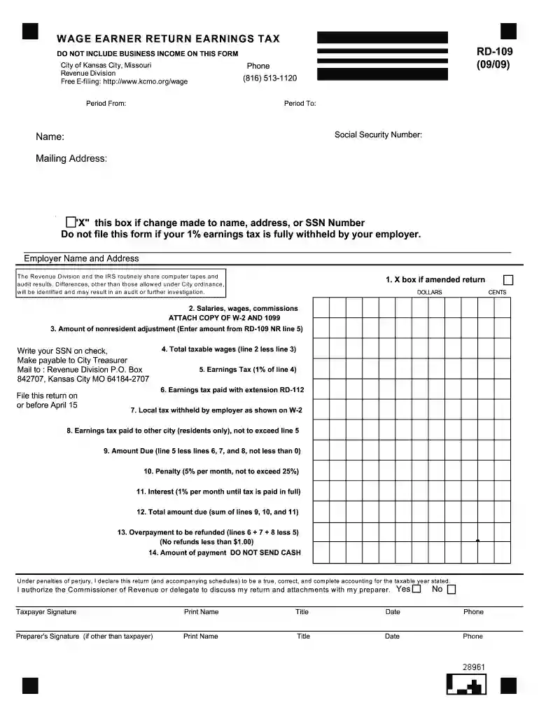 rd 109 form Preview on Page 1