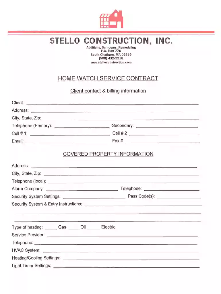 home watch checklist template Preview on Page 1
