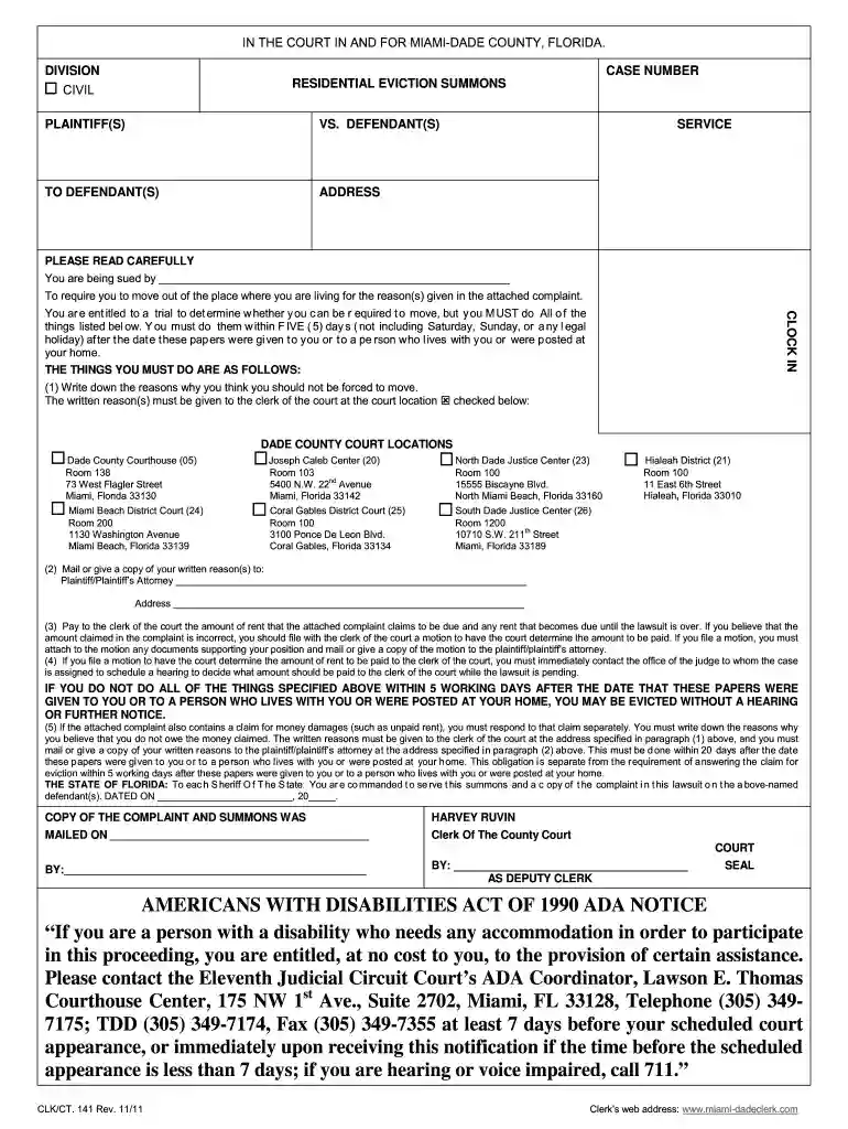 miami dade eviction package pdf Preview on Page 1