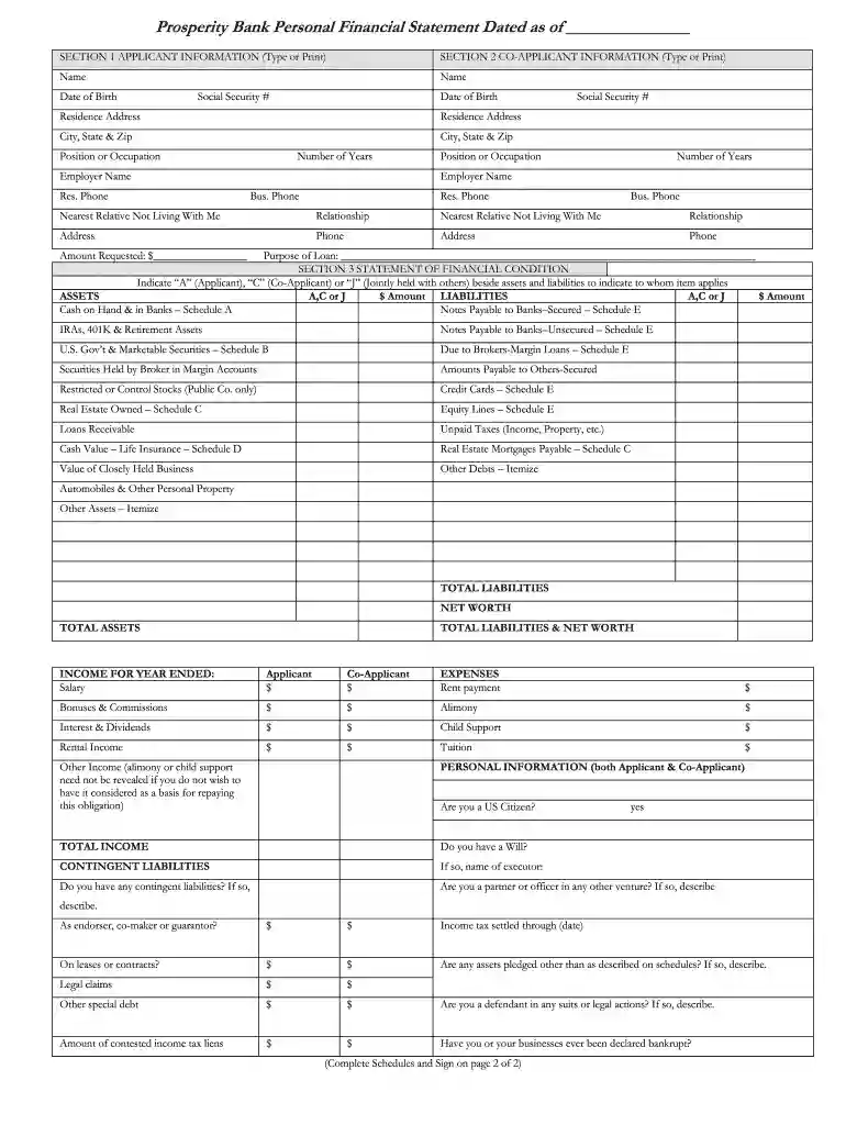 prosperity bank direct deposit form Preview on Page 1