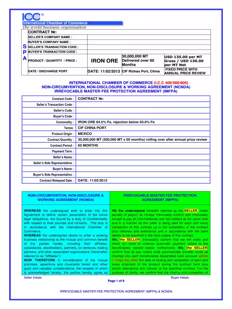 ncnda template Preview on Page 1