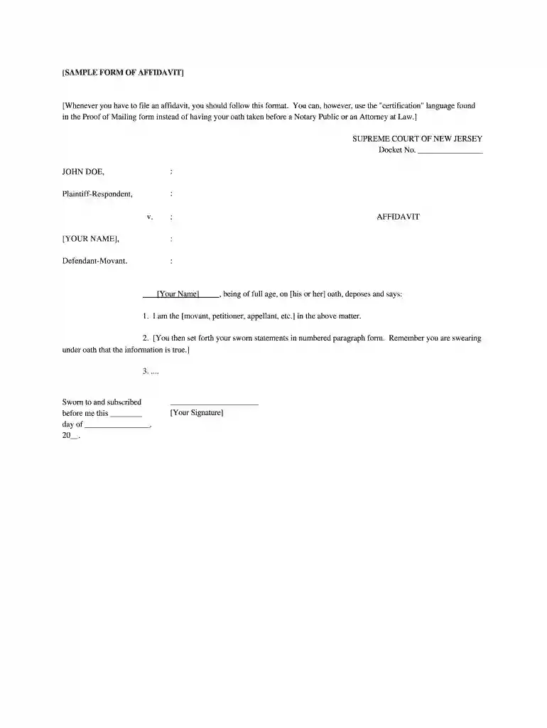 nj sample form Preview on Page 1