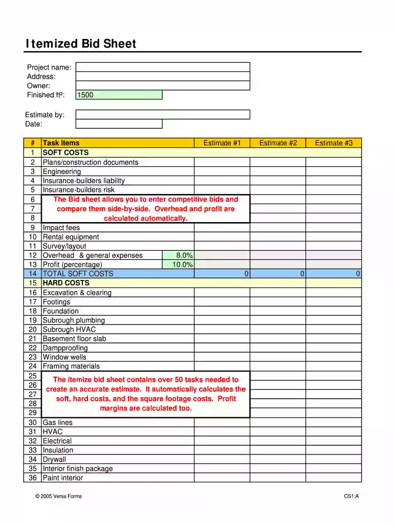 free printable bid proposal forms Preview on Page 1