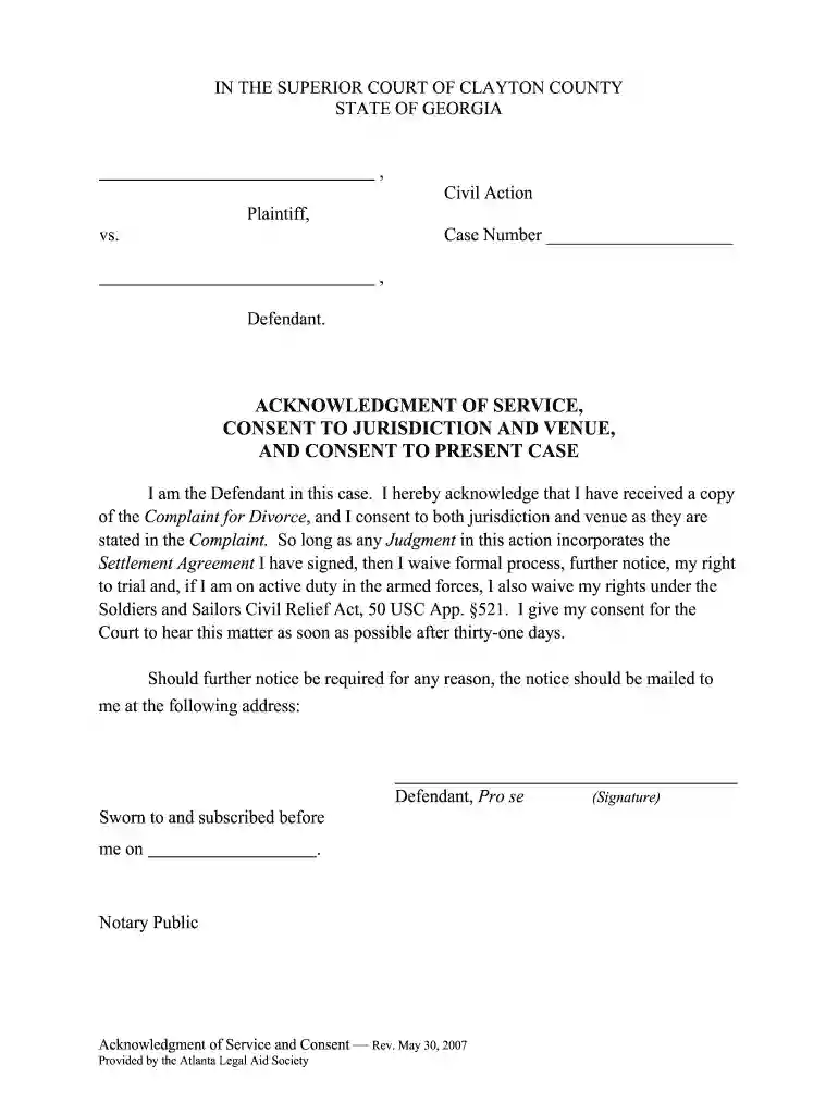 consent acknowledgement sample Preview on Page 1