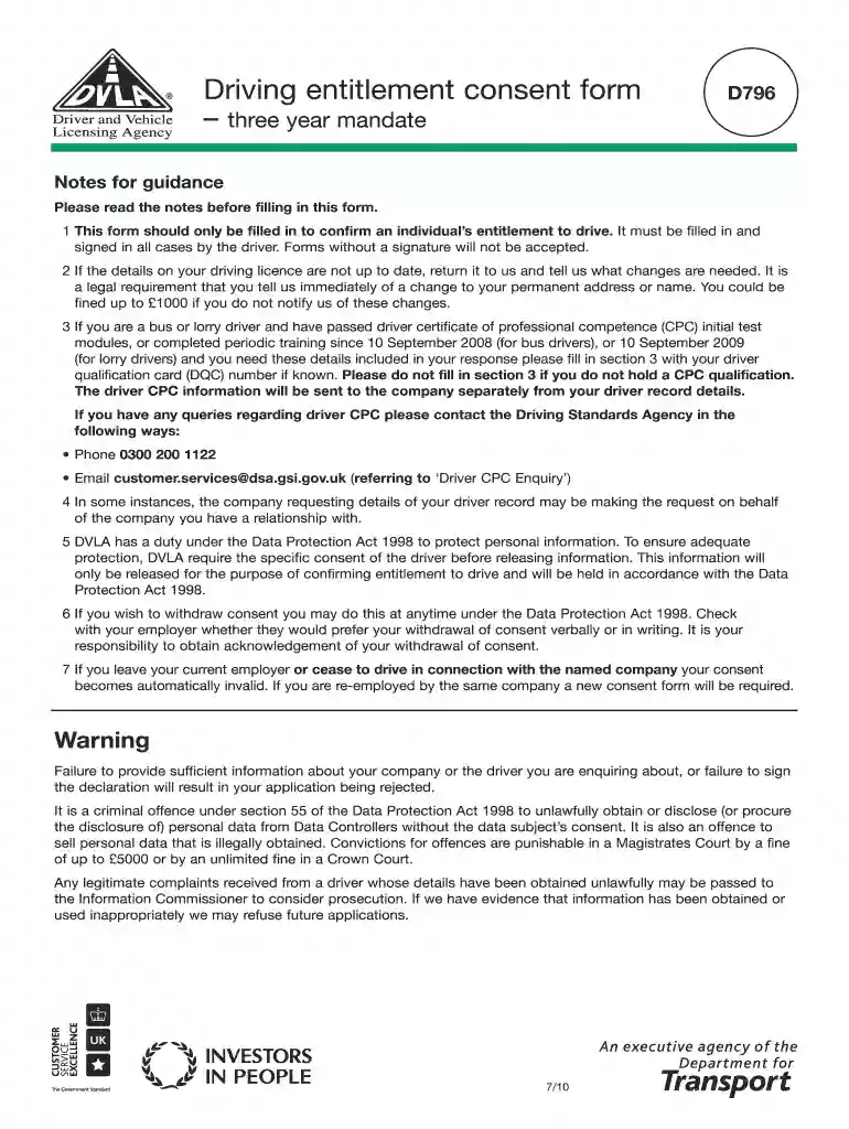 d796 form Preview on Page 1