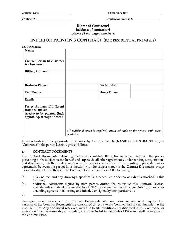 painting contract template Preview on Page 1