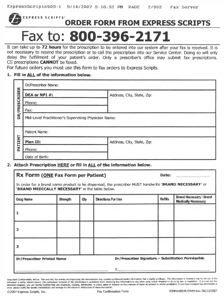 express scripts refill order form Preview on Page 1
