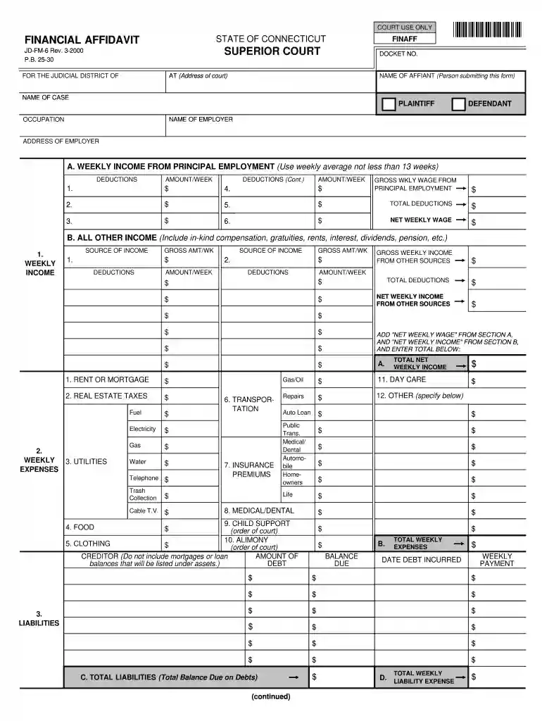 judctgov forms financial affidavit 2000 Preview on Page 1
