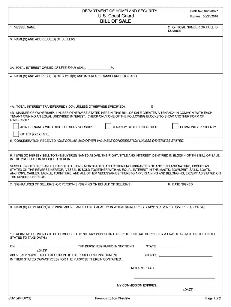 coast guard bill 2012 form Preview on Page 1