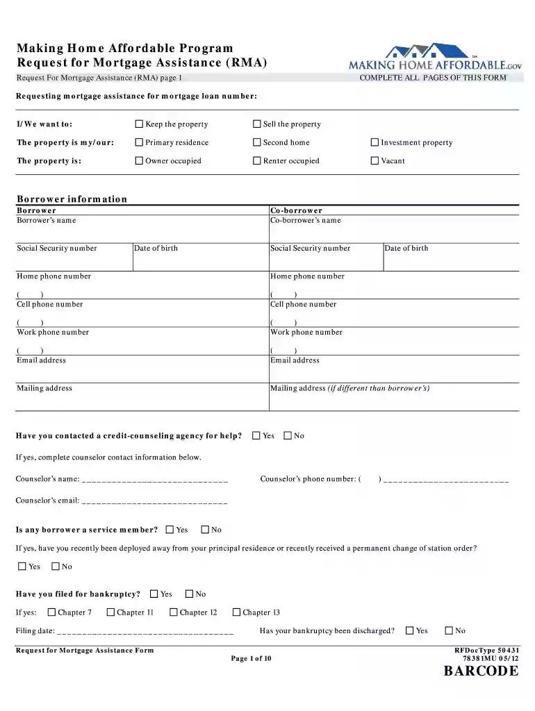 mortgage assistance form Preview on Page 1