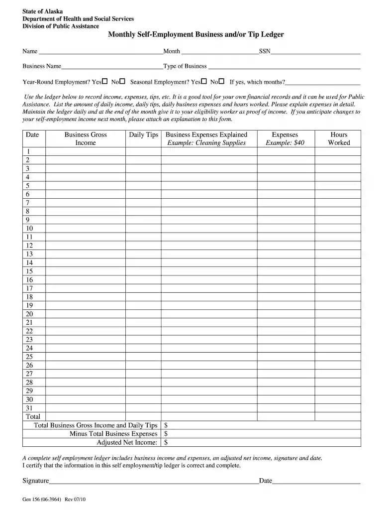 self employment ledger Preview on Page 1