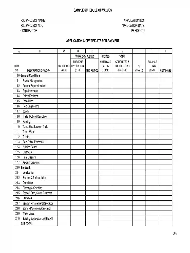 schedule of values form g702 Preview on Page 1