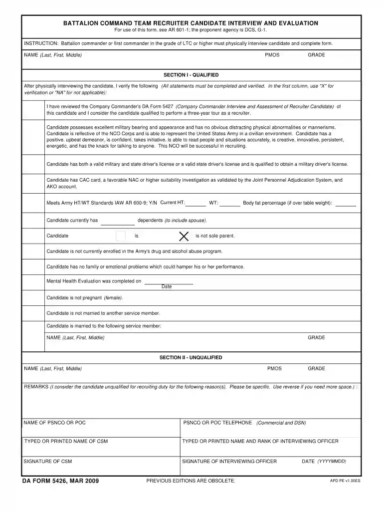 da form 5426 Preview on Page 1