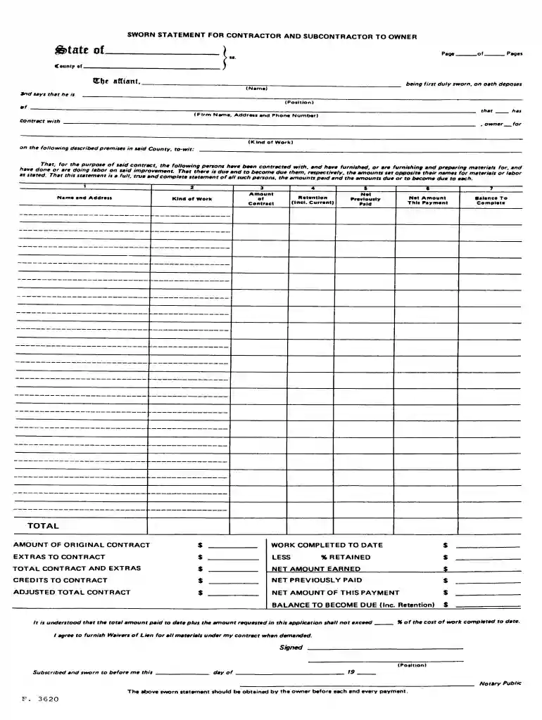 owners sworn statement Preview on Page 1
