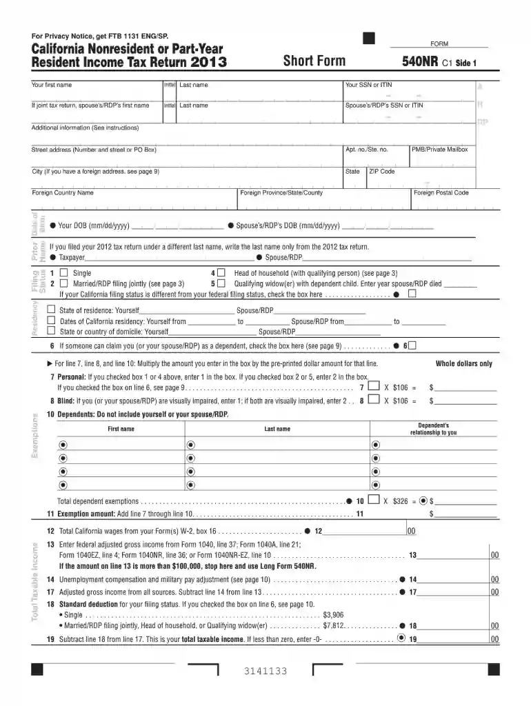 california 540nr transcript 2013 form Preview on Page 1