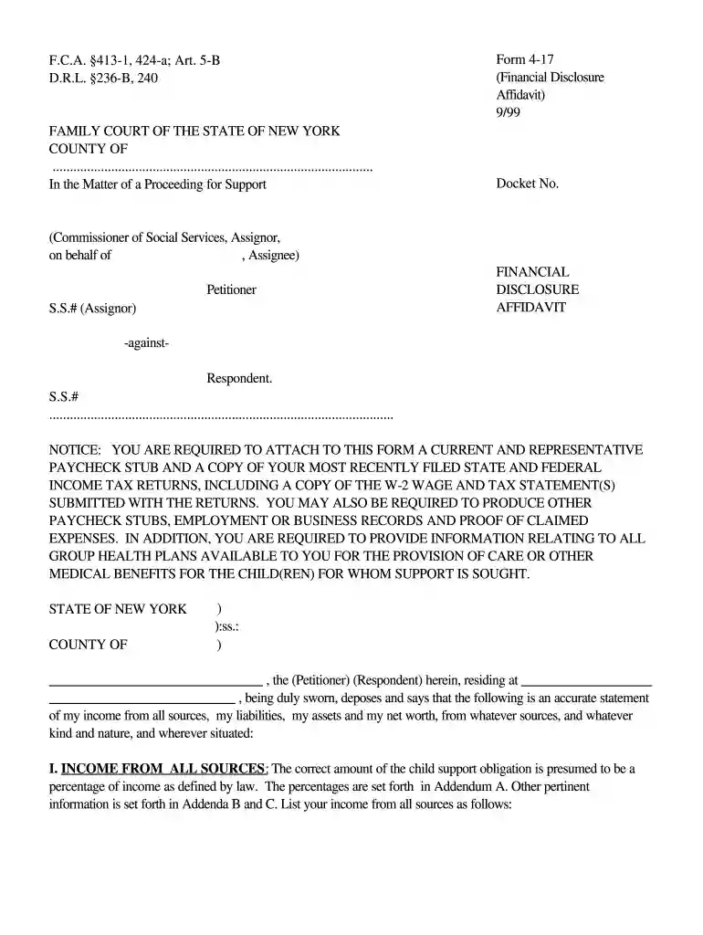 affidavit of family's financial income Preview on Page 1