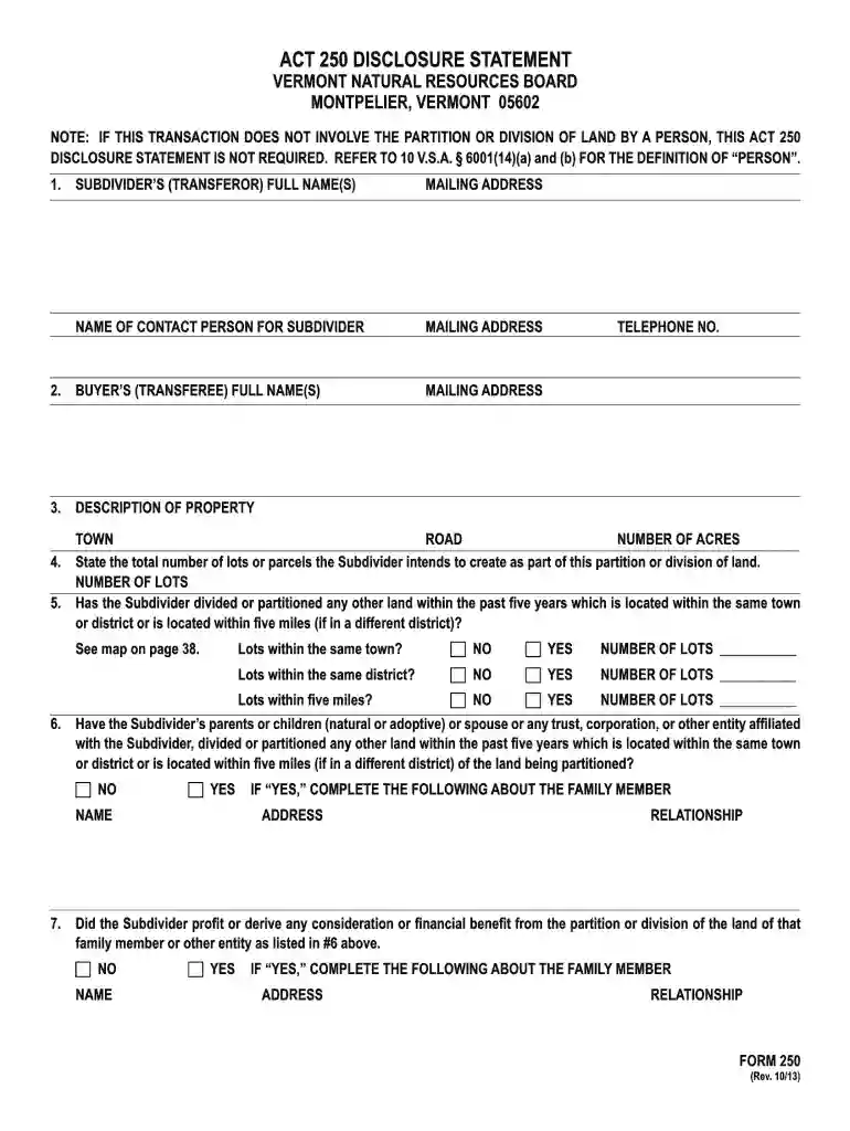 vt act 250 application form Preview on Page 1