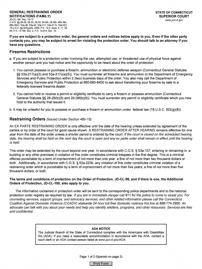 restraining order notifications pdf Preview on Page 1
