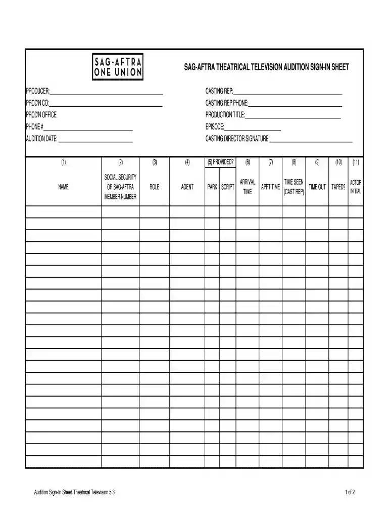 cast list template google docs Preview on Page 1