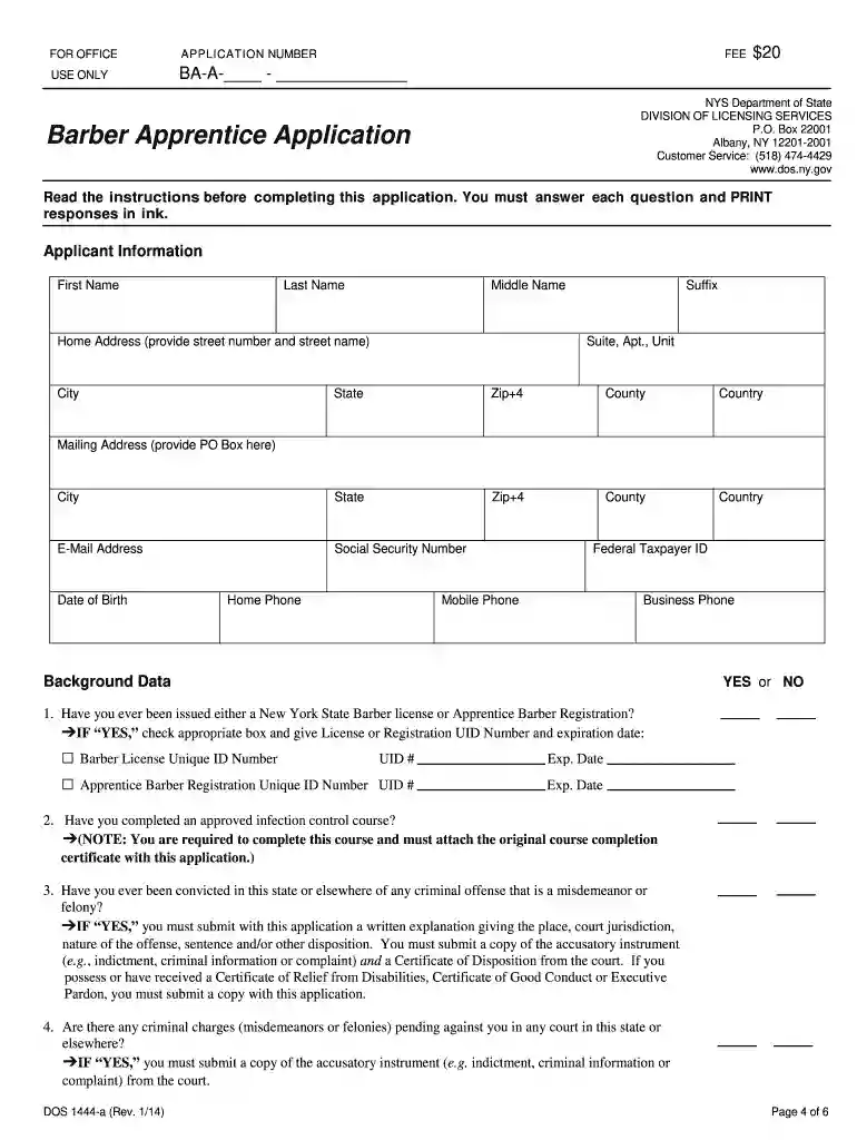 renew barber license ny online Preview on Page 1