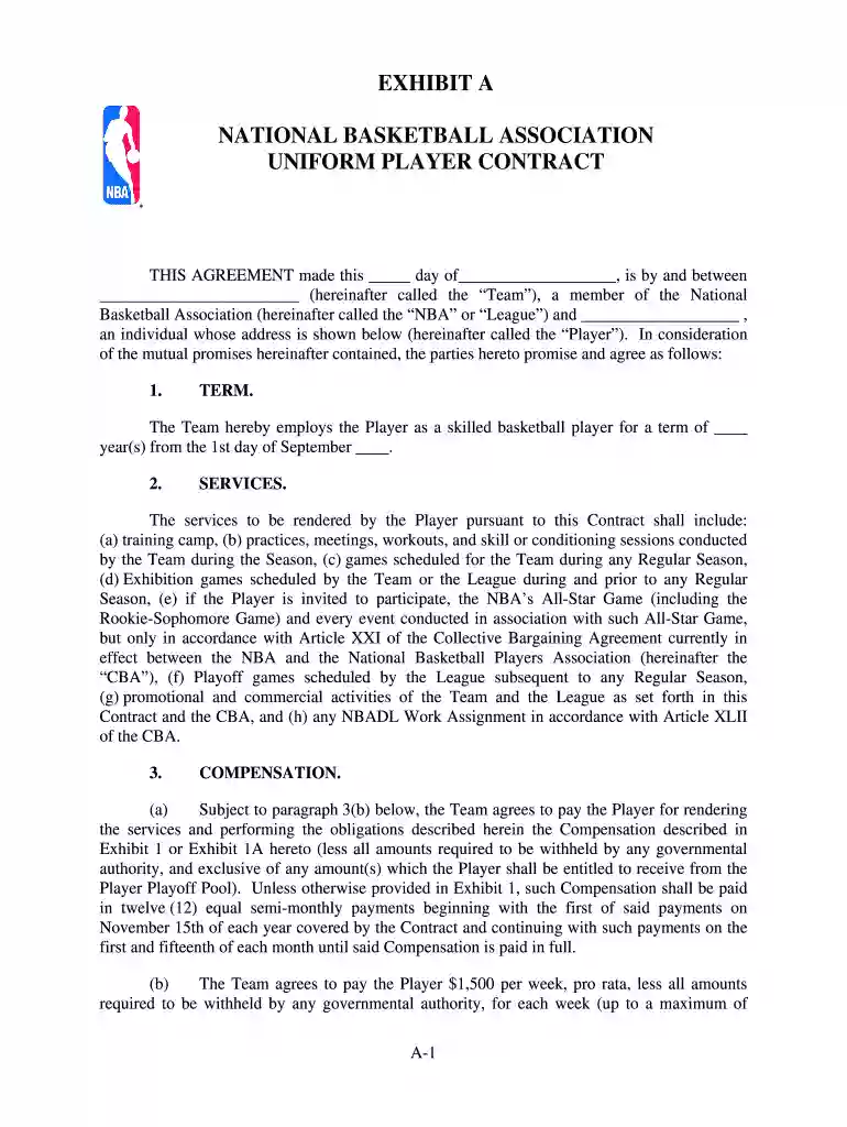 nba contract template Preview on Page 1