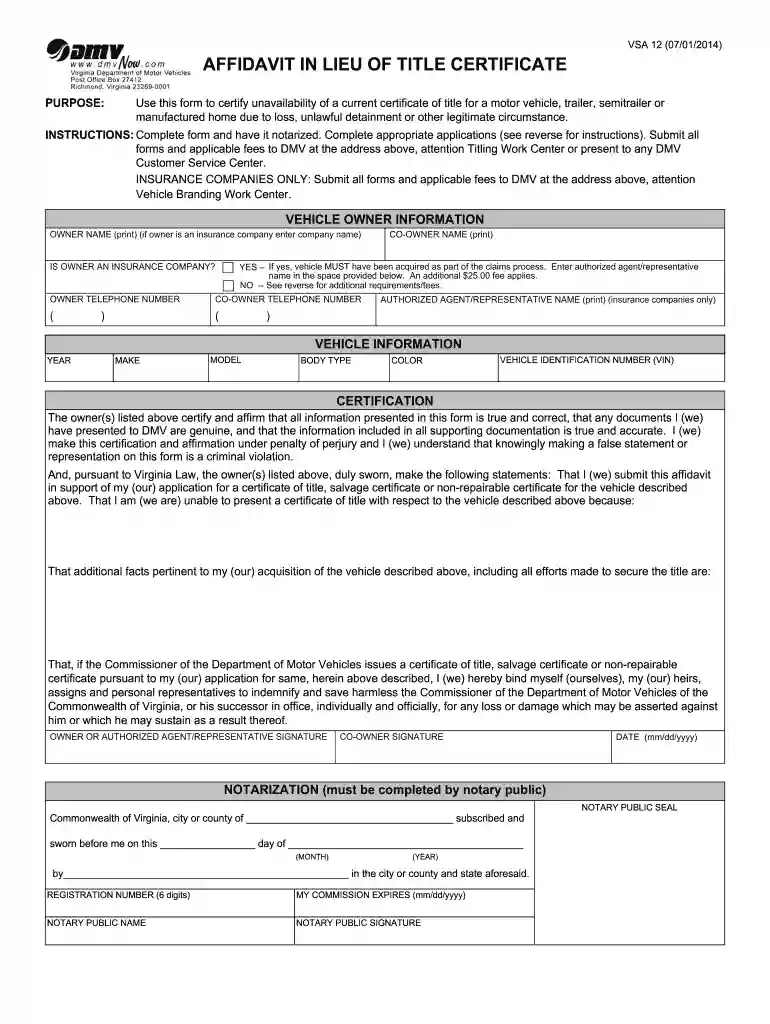 affidavit of correction title virginia Preview on Page 1