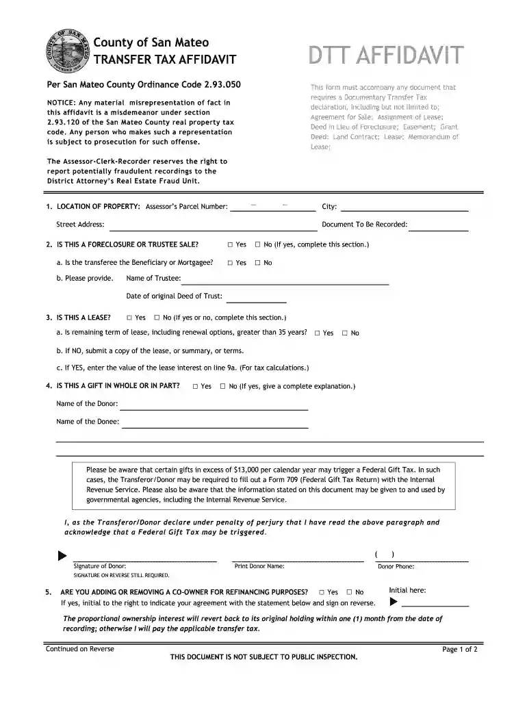 affidavit transfer tax 2011 form Preview on Page 1