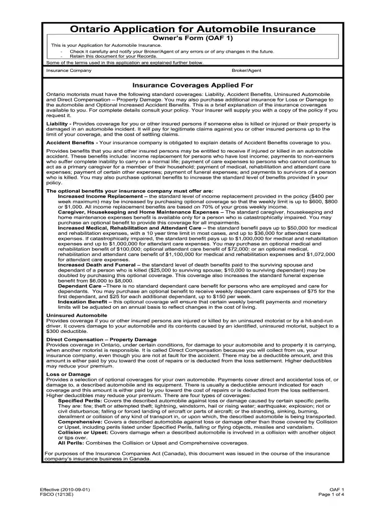 oaf 1 form Preview on Page 1