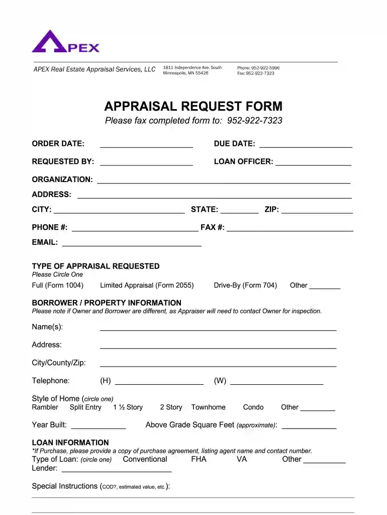 appraisal request form Preview on Page 1