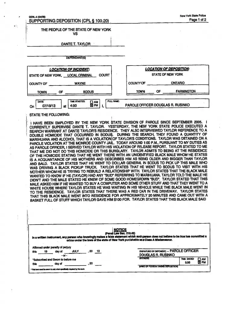 supporting deposition Preview on Page 1