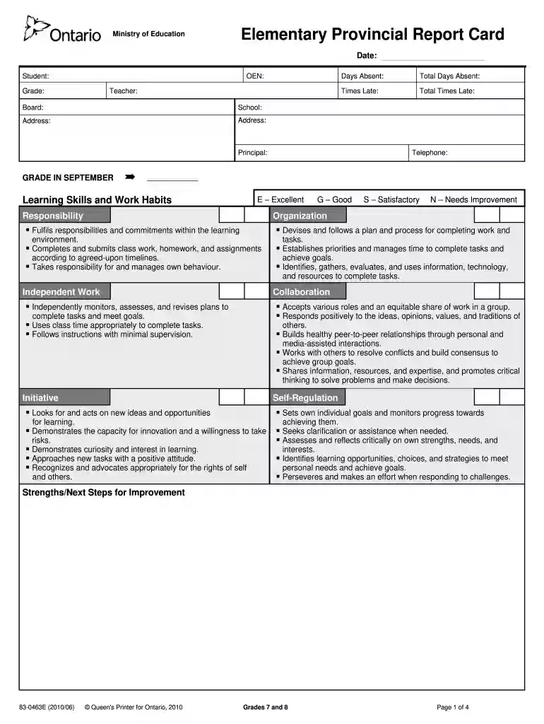 ontario report card Preview on Page 1