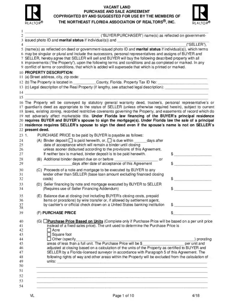Vacant Land Purchase and Sale Agreement 6.16.13 rev - NEFAR.com Preview on Page 1