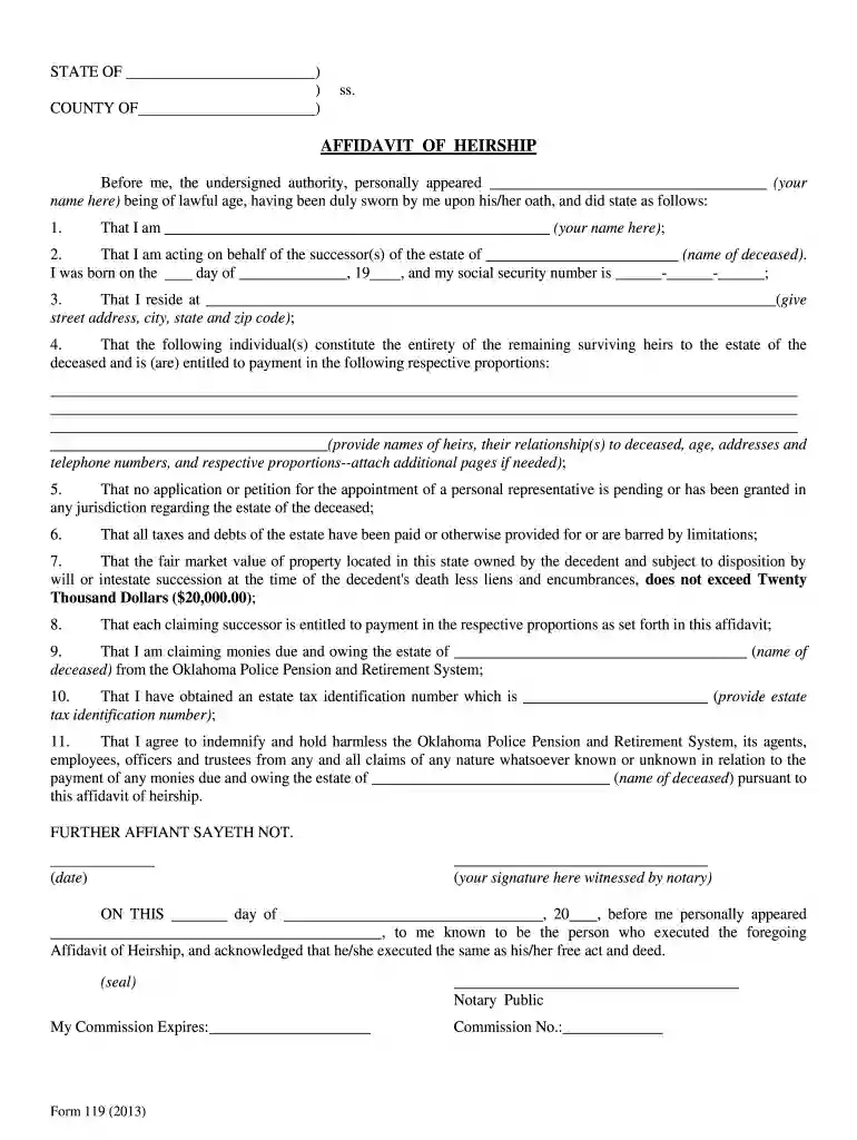 affidavit of heirship texas Preview on Page 1