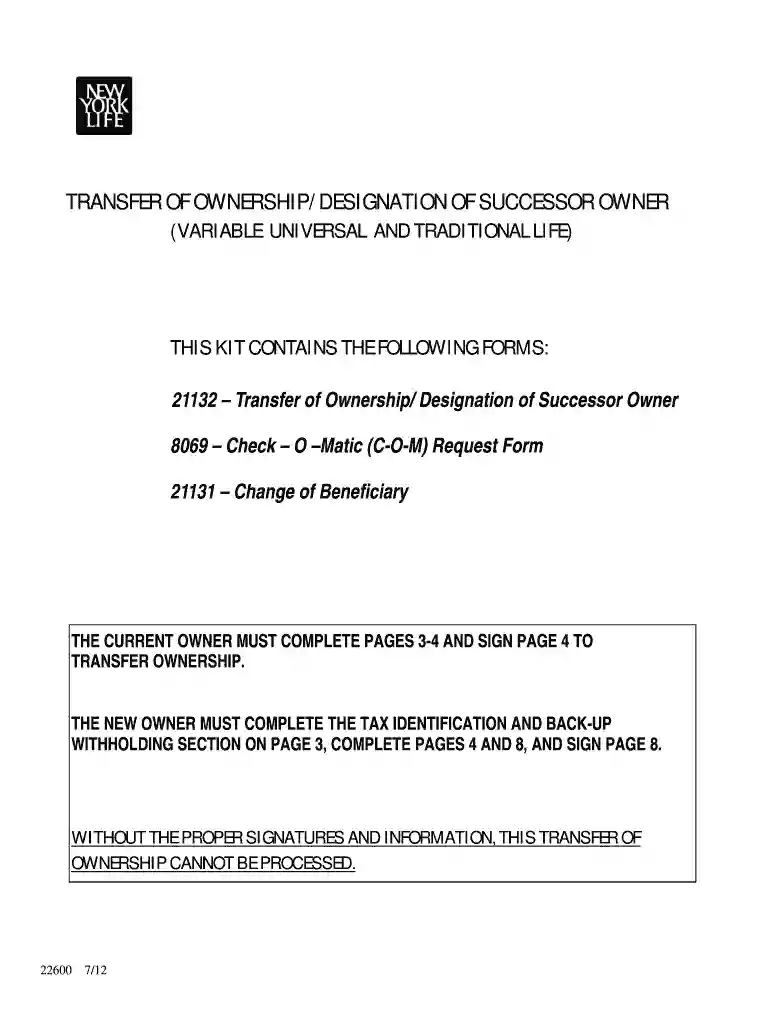prudential change of ownership form Preview on Page 1