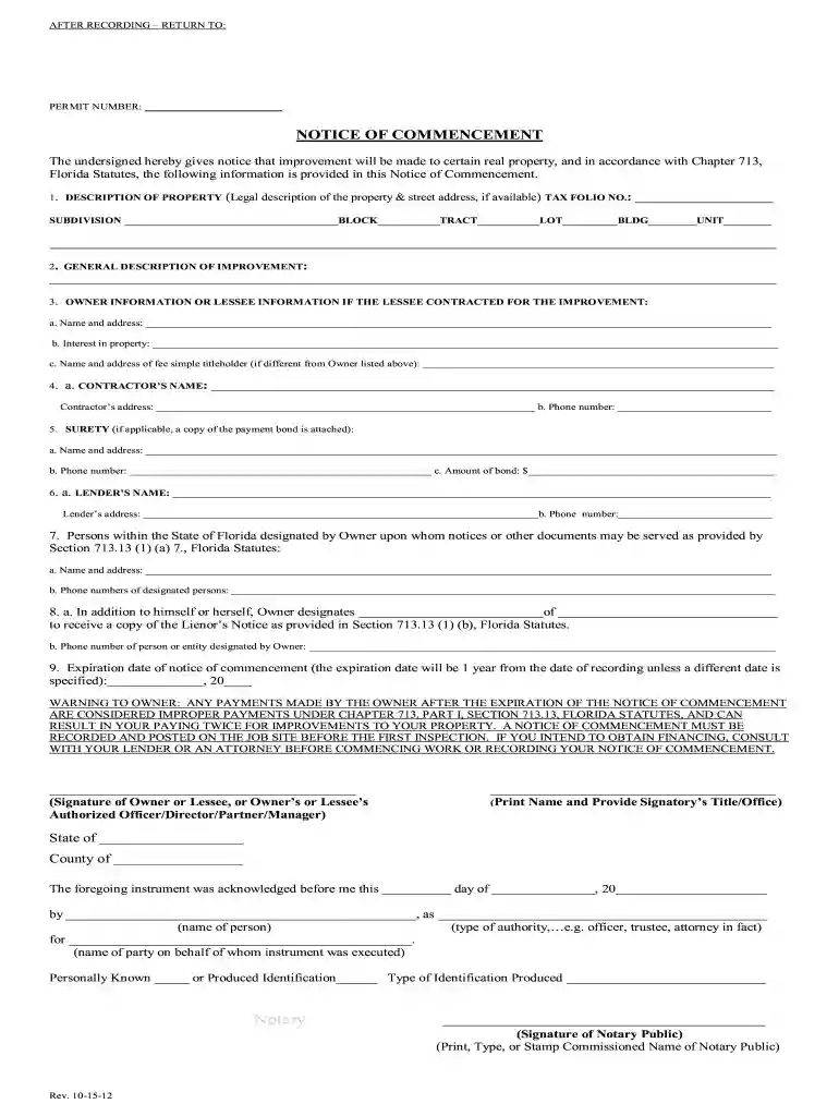 notice of commencement florida Preview on Page 1