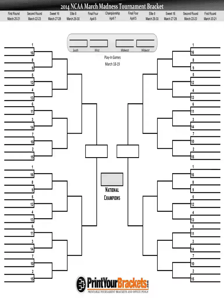 fill out bracket online and print Preview on Page 1