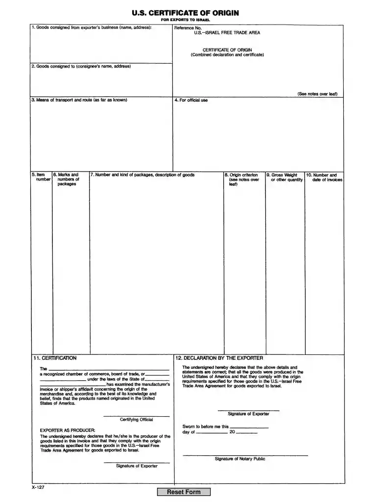 us origin form Preview on Page 1
