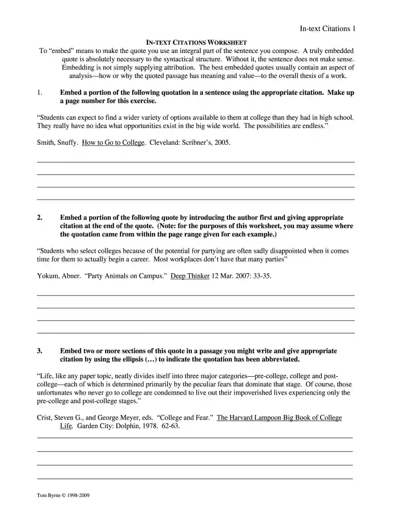 apa citation practice worksheet with answers Preview on Page 1