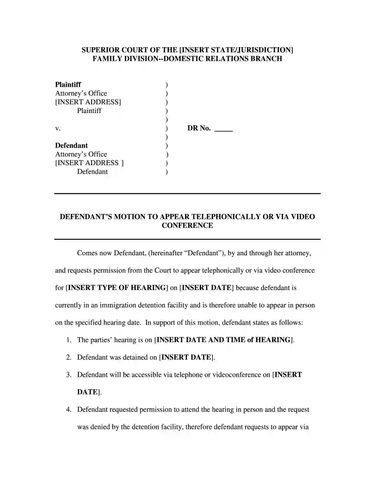 motion to appear via telephone Preview on Page 1