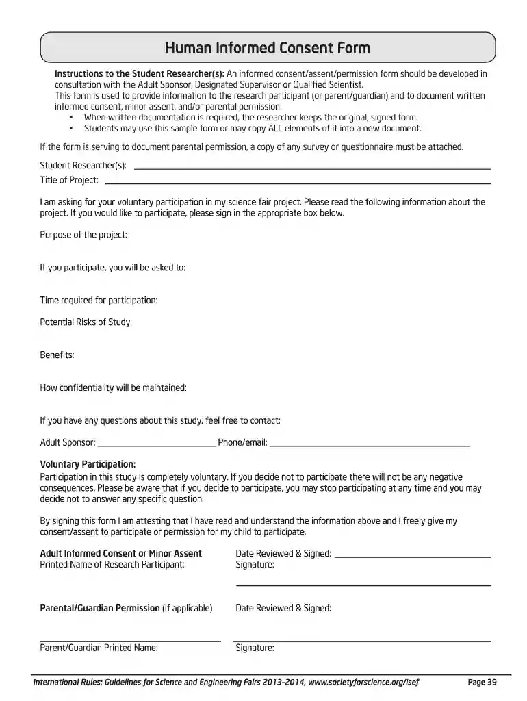 consent form format Preview on Page 1