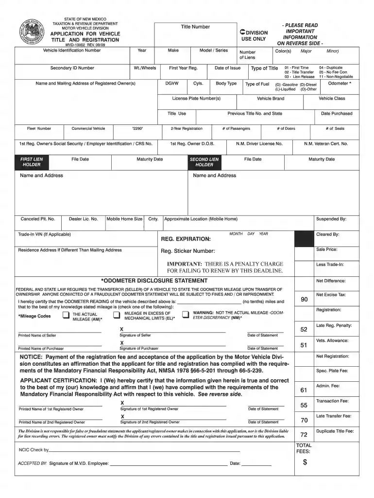 new mexico title application Preview on Page 1