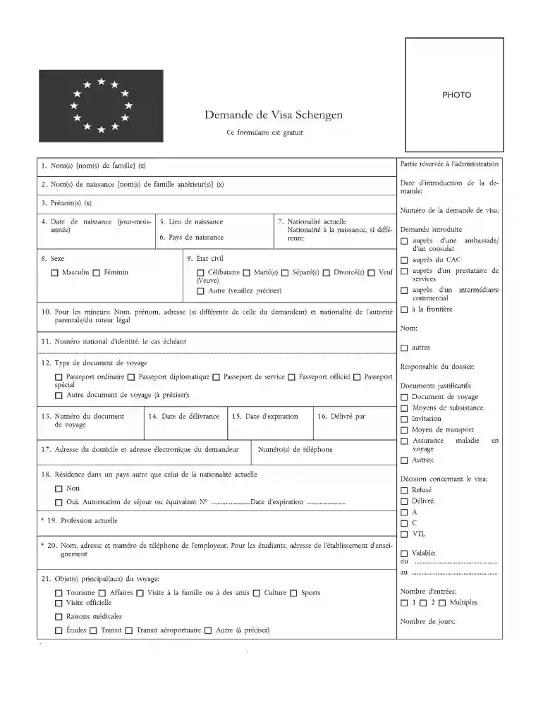 remplir formulaire visa france Preview on Page 1
