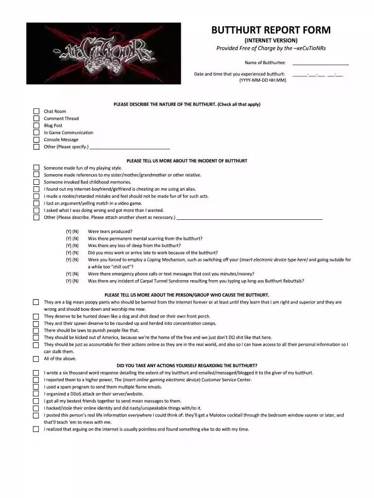 butthurt report Preview on Page 1