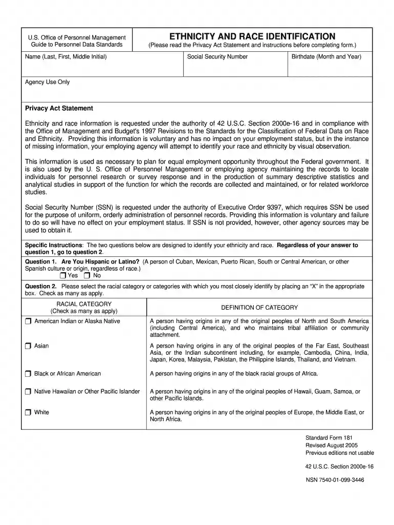 sf181 form Preview on Page 1