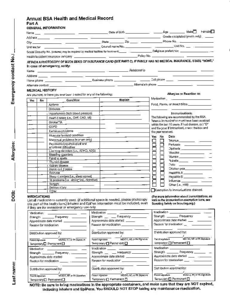 scout medical examination form Preview on Page 1