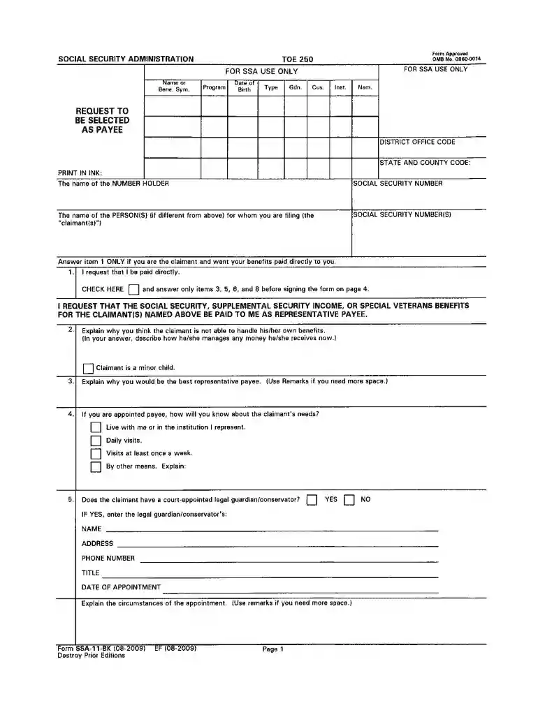 ssa11 form Preview on Page 1