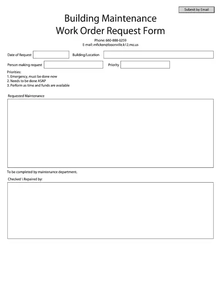 maintenance work order request form Preview on Page 1